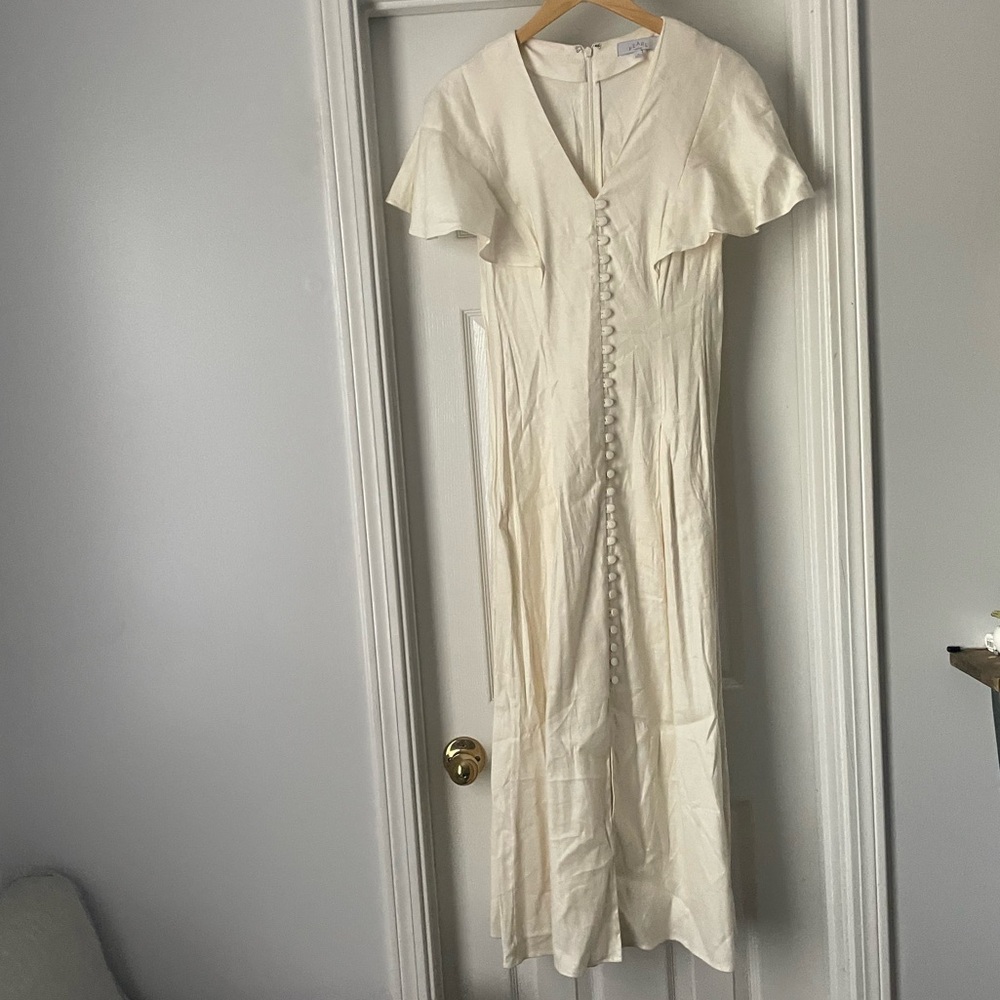 Classic Cream Maxi Dress with Button Front